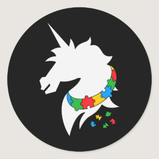 Horse Autism Awareness Horse Color Puzzle Kindness Classic Round Sticker