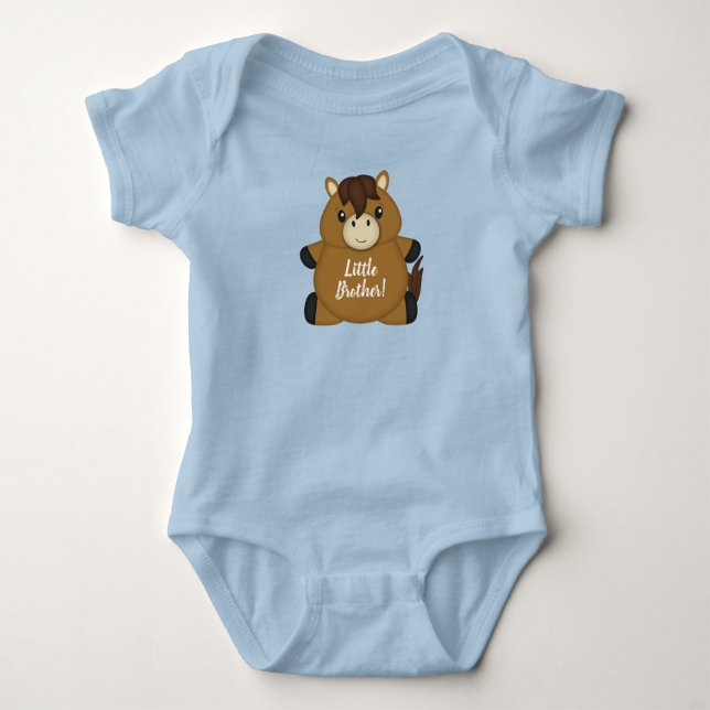 Horse Baby Shower Blue Baby Bodysuit (Front)