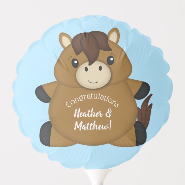 Horse Baby Shower Blue Balloon (Front)