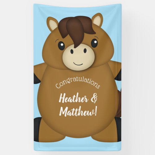 Horse Baby Shower Blue Banner