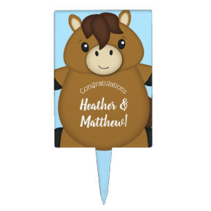 Horse Baby Shower Blue Boy Cake Topper