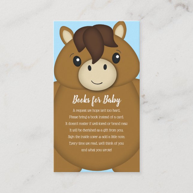 Horse Baby Shower Blue Boy Enclosure Card (Front)