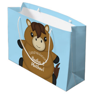Horse Baby Shower Blue Boy Large Gift Bag