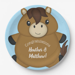Horse Baby Shower Blue Boy Paper Plates