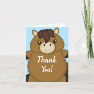 Horse Baby Shower Blue Boy Thank You Card