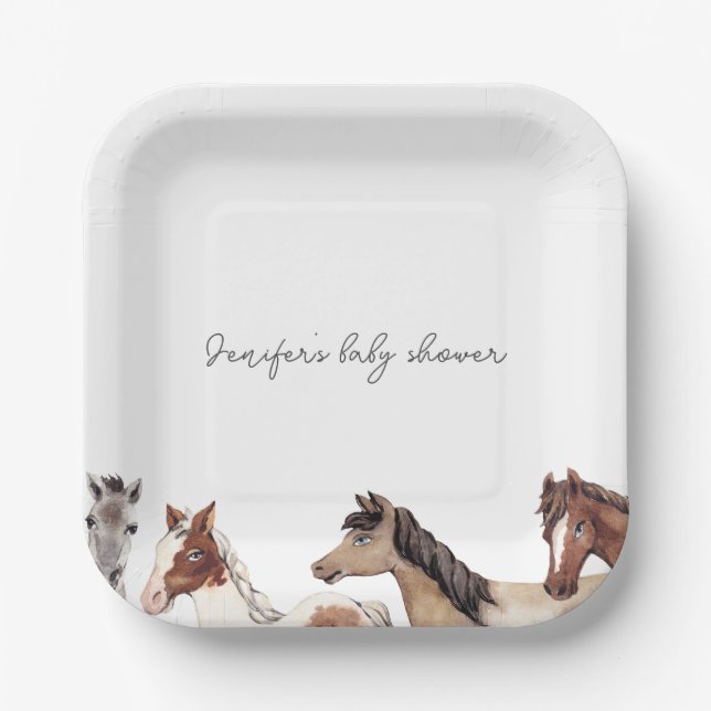 Horse Baby Shower Custom Paper Plates (Front)