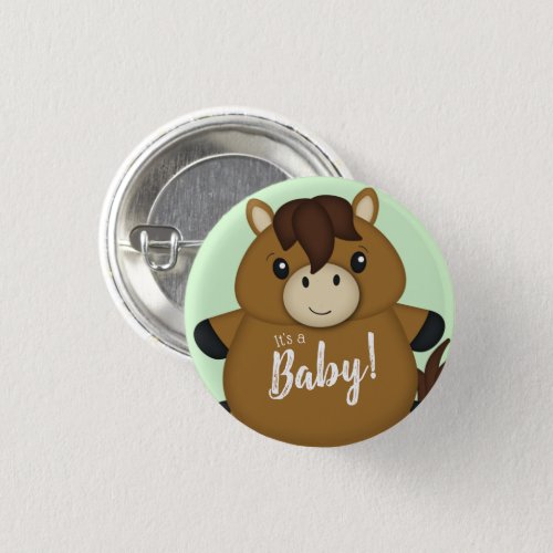 Horse Baby Shower Green Button
