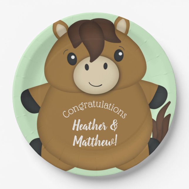 Horse Baby Shower Paper Plates (Front)
