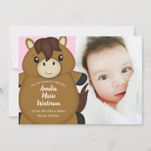Horse Baby Shower Photo Birth Announcement