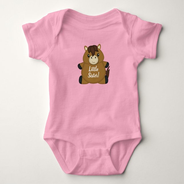 Horse Baby Shower Pink Baby Bodysuit (Front)