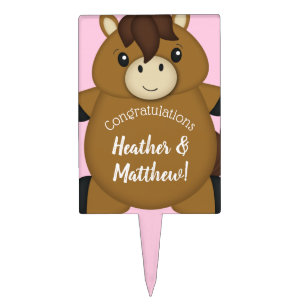 Horse Baby Shower Pink Cake Topper