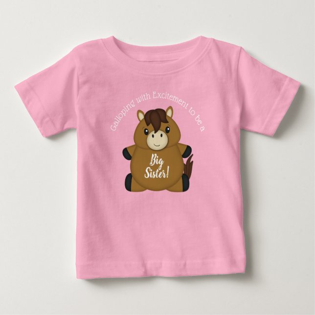 Horse Baby Shower Pink Girl Baby T-Shirt (Front)
