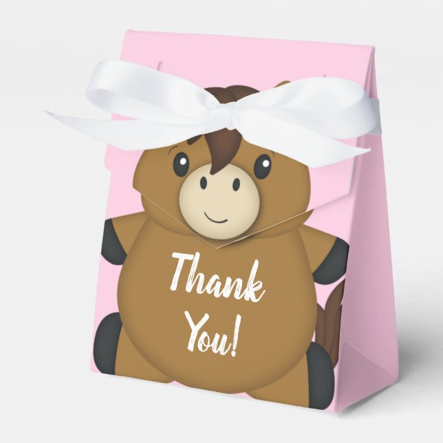 Horse Baby Shower Pink Girl Favor Boxes (Front Side)