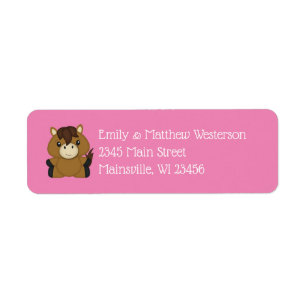 Horse Baby Shower Pink Girl Label