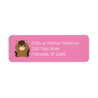 Horse Baby Shower Pink Girl Label
