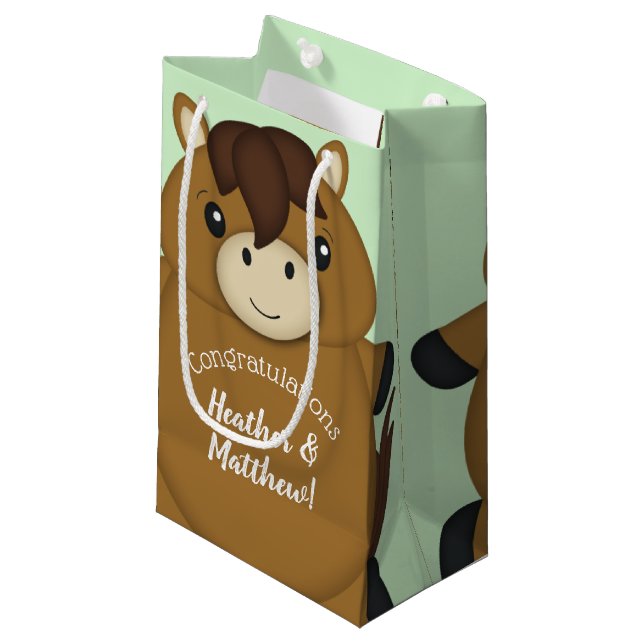 Horse Baby Shower Small Gift Bag (Front Angled)