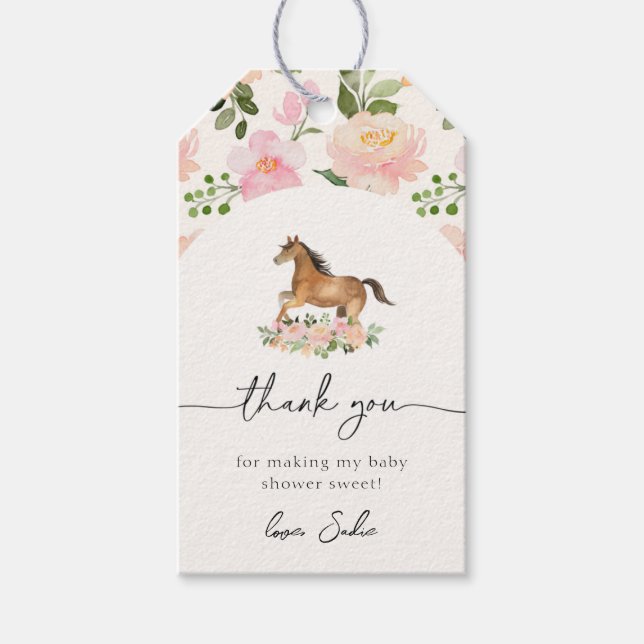 Horse Baby Shower Thank You Tags (Front)