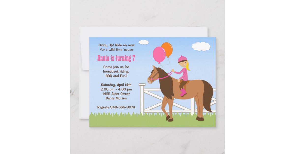 Horse Back Riding Birthday Party Invitation Zazzle Com