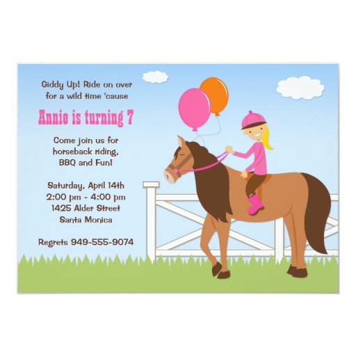Pony Ride Birthday Invitations 7