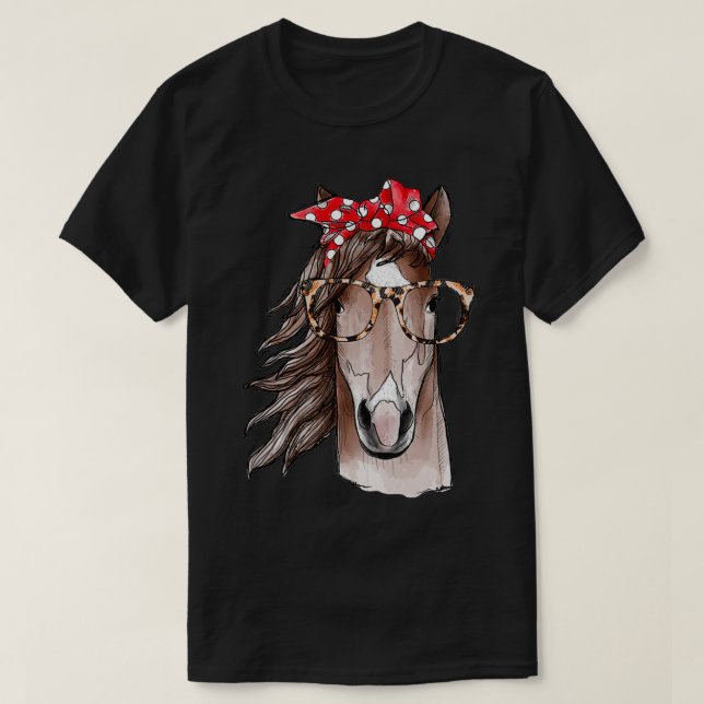horse bandana and glasses T-Shirt (Design Front)