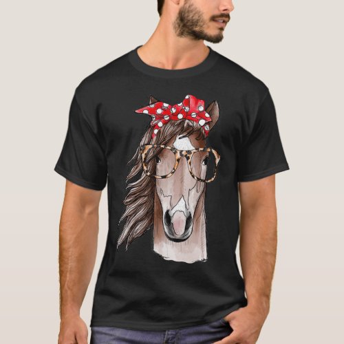 horse bandana and glasses T_Shirt