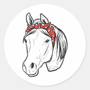 Horse Bandana Horseback Riding Equestrian Girls Wo Classic Round Sticker
