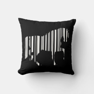 HORSE BAR CODE Zebra Barcode Pattern Design Throw Pillow