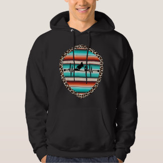 Horse Barrel Racing Heartbeat Serape Leopard Rodeo Hoodie