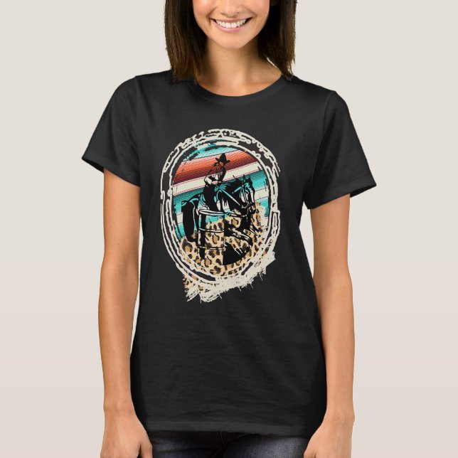Horse Barrel Racing  Serape Leopard T-Shirt (Front)