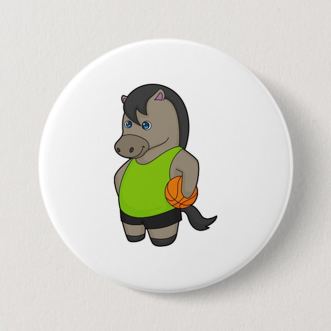Horse Basketball player Basketball Button (Front)