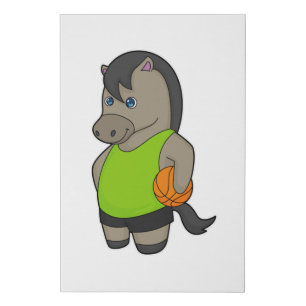 Horse Basketball player Basketball Faux Canvas Print