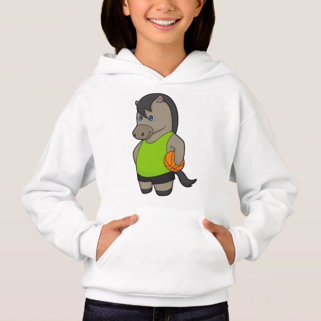 Horse Basketball player Basketball Hoodie (Front)