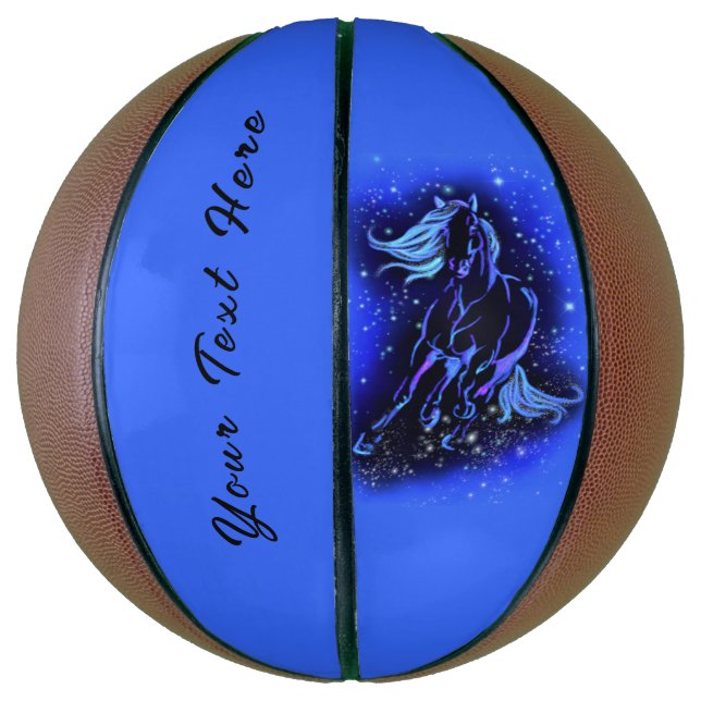 Horse Basketball Running At Starry Night Your Text (Vertical)