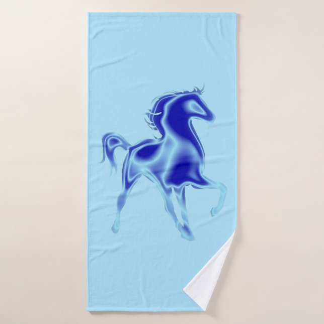 Horse Bath Towel Set Blue (Bath Towel)