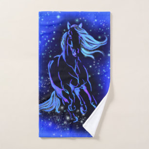 Horse Bath Towels Running In Blue Starry Night