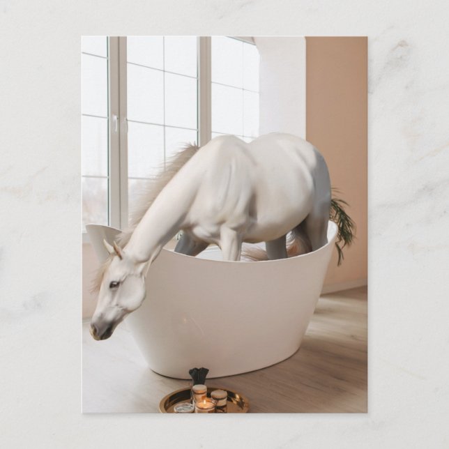Horse  Bathtub Bathroom art Postcard (Front)
