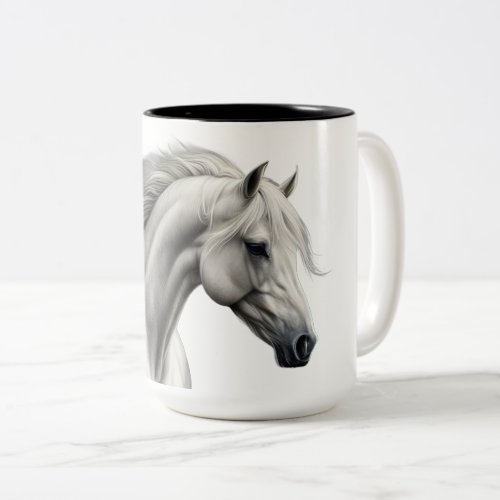 Horse Beautiful White Two_Tone Coffee Mug
