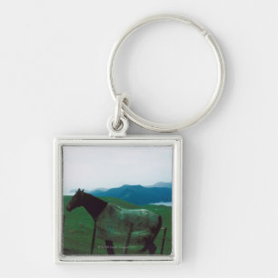 Horse behind fence keychain