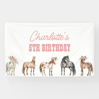 Horse Birthday Backdrop Pony Party Banner