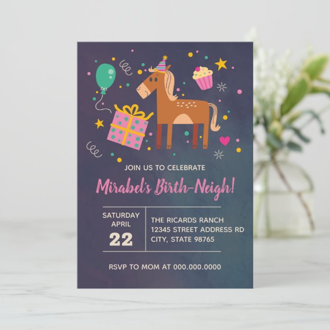 Horse Birthday Birth-Neigh Invitation any age  (Standing Front)