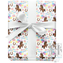 Horse Birthday Gift Wrapping Paper in White