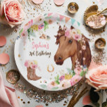 Horse Birthday Girl Cowgirl Pink Floral Party Paper Plates<br><div class="desc">A wonderful addition to your party,  these elegant party paper plates with a Horse,  Cowgirl Theme.</div>