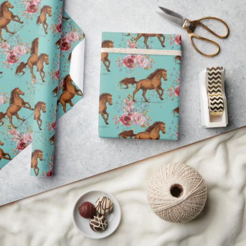 Horse Birthday Girl Cowgirl Wrapping Paper