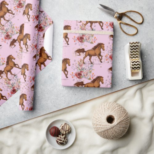 Horse Birthday Girl Cowgirl Wrapping Paper