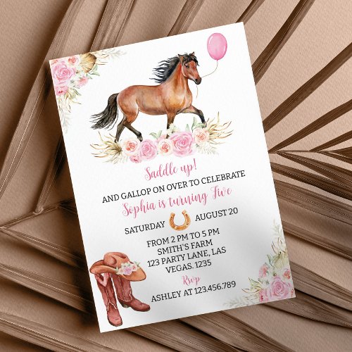 Horse Birthday Invitation Cowgirl