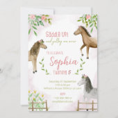 Horse Birthday invitation, Cowgirl invite  (Front)