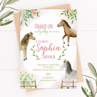 Horse Birthday invitation, Cowgirl invite