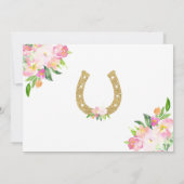 Horse Birthday Invitation Floral Pink Gold Horse (Back)