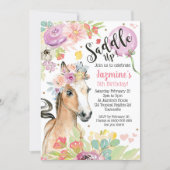 Horse Birthday Invitation Floral Pony Invite (Front)