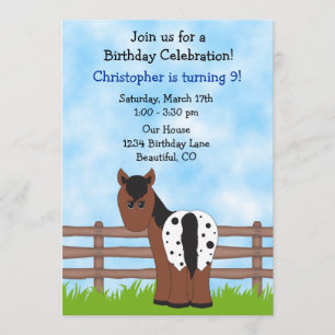 Horse Birthday Invitation for Boys